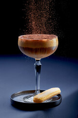 Alcoholic cocktail with cocoa. Tiramisu cocktail