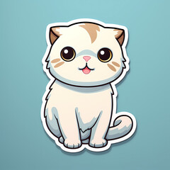 Fototapeta premium Design sticker cartoon of cat happy funny smile.