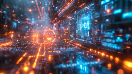 Futuristic Digital World Concept with Glowing P2P Text Over Cyber Network Background, Symbolizing Peer-to-Peer Technology and Advanced Connectivity