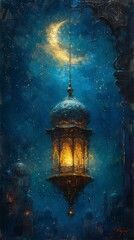 Obraz premium Glowing Lamp Post in the Night Sky Generative AI