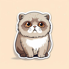 Fototapeta premium Design sticker cartoon of cat happy funny smile.