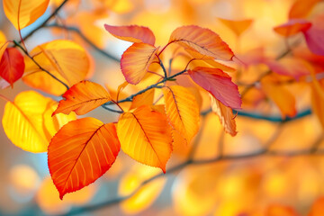 Naklejka na ściany i meble Warmth of Fall. The Beautiful Gradation of Autumn Foliage.
