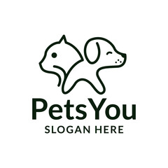 Fototapeta premium pet dog cat logo design vector template