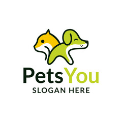 pet dog cat logo design vector template