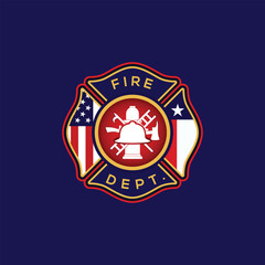 fireman emblem sign on white background. fire department symbol. firefighter’s maltese cross. flat style. - obrazy, fototapety, plakaty