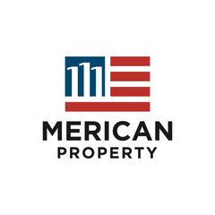 america building logo, property logo design vector