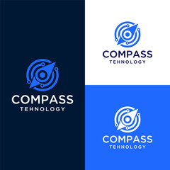 technology compass logo design vector illustration