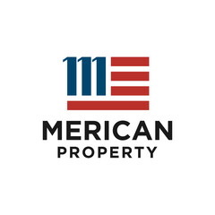 america building logo, property logo design vector