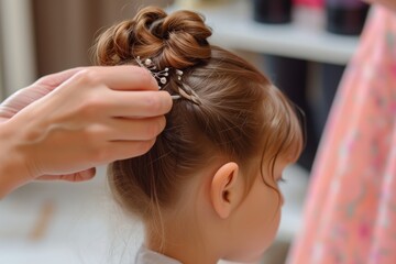 child getting a fancy updo for a special occasion