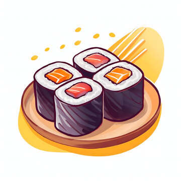 recommend clip art: Illustration vector graphic of Firefly cute sushi roll japanese food vector