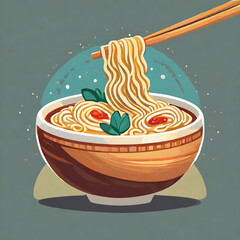 Illustration vector graphic of  flat logo of cute ramen noodle illustration