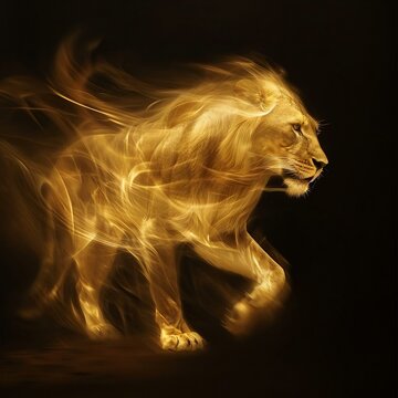 a blurry image of a lion on a black background