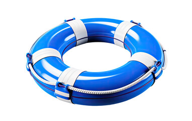 Life buoy with white belts and rope on a White or Clear Surface PNG Transparent Background.