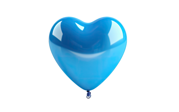 Blue heart shape balloon on a White or Clear Surface PNG Transparent Background.