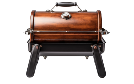 BBQ grill smokeless brown box with black stand tray pot on a White or Clear Surface PNG Transparent Background.