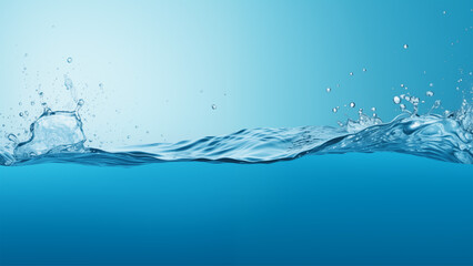 water waves with air bubbles on blue background