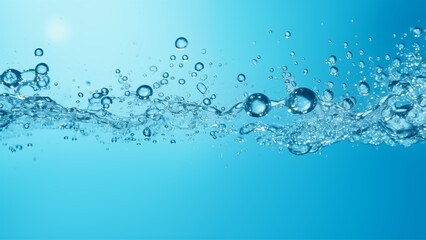 water waves with air bubbles on blue background