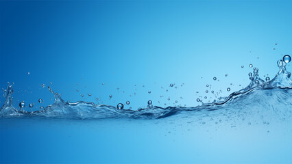 water waves with air bubbles on blue background