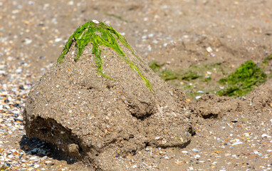 Sand pyramid on the sea beach