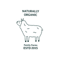Fototapeta premium Naturally Organic Product Sheep Logo for Business Branding, Packaging, Websites Design and Creative Studio. Hand Drawn Vector Minimalist Illustration