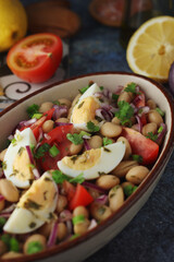A bowl with Piyaz salad - traditional dish of Turkey	