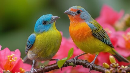 Cute birds. Beautiful tanager Blue-naped Chlorophonia, Chlorophonia cyanea, 