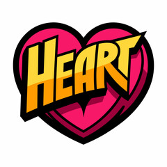 The word HEART in street art graffiti lettering vector image style on a white background.