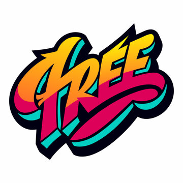 The word FREE in street art graffiti lettering vector image style on a white background.