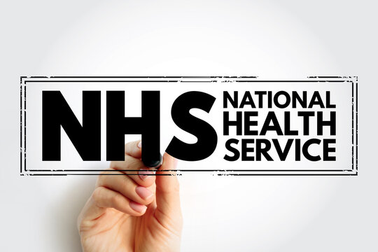 NHS National Health Service - comprehensive public-health service under government administration, acronym text concept stamp