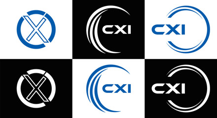 CXI logo. CXI set , C X I design. White CXI letter. CXI, C X I letter logo design. Initial letter CXI letter logo set, linked circle uppercase monogram logo. C X I letter logo vector design.	
