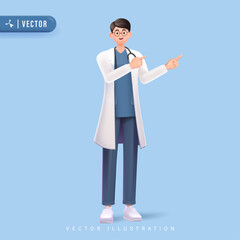 3d Vector cartoon doctor character illustration