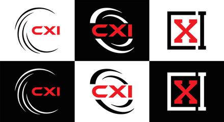 CXI logo. CXI set , C X I design. White CXI letter. CXI, C X I letter logo design. Initial letter CXI letter logo set, linked circle uppercase monogram logo. C X I letter logo vector design.	
