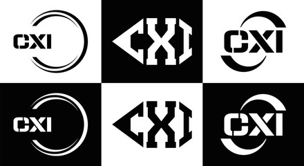 CXI logo. CXI set , C X I design. White CXI letter. CXI, C X I letter logo design. Initial letter CXI letter logo set, linked circle uppercase monogram logo. C X I letter logo vector design.	
