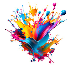 rainbow colorful paint splash Isolated on transparent white background,element,Generative Ai