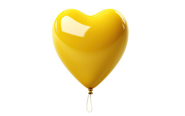 Yellow Heart Balloon on a White or Clear Surface PNG Transparent Background.