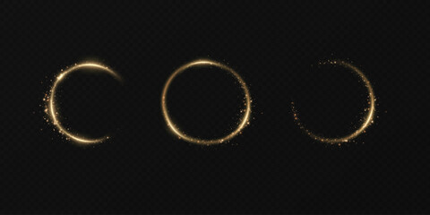 Month made of gold particles.shining sparkles.Frame.Vector image of a golden sparkling circle of stardust.