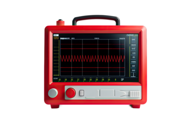 Cardiac Monitor on a White or Clear Surface PNG Transparent Background.