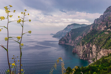 Fototapeta na wymiar Road to Positano, Amalfi coast, Italy