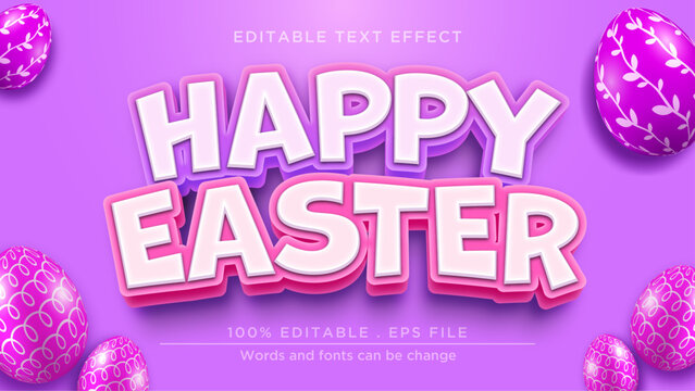 Happy easter text effect. Text mockup easter egg
