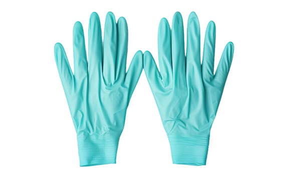 Dental Exam Gloves on a White or Clear Surface PNG Transparent Background.