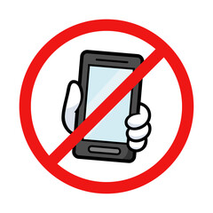 No Phone Sign on White Background