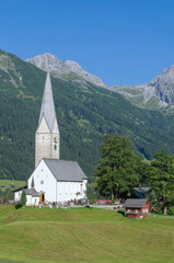 Fototapeta na wymiar Village of Mittelberg in Kleinwalsertal,Vorarlberg,Austria
