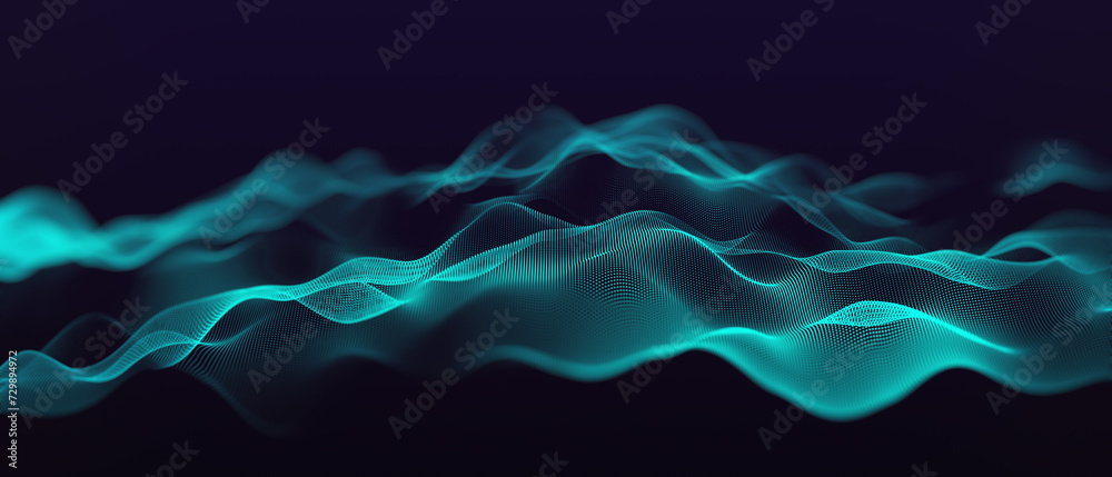 Canvas Prints creative blue digital wave on dark background. technology and innovation concept. 3d rendering.