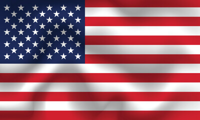 Flat Illustration of the United States flag. United States national flag design. United States wave flag. 
