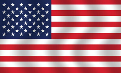 Fototapeta premium Flat Illustration of the United States flag. United States national flag design. United States wave flag. 