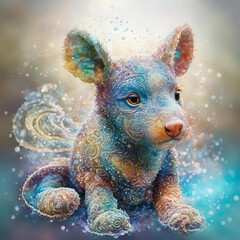 Abstract mammal with iridescent fur.