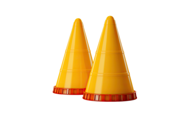 Safety cones on a White or Clear Surface PNG Transparent Background.