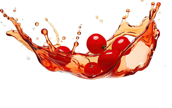 Rosehip Oil Splash with charry on a White or Clear Surface PNG Transparent Background.