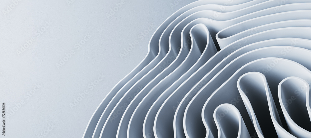 Poster creative royal light gray folds wallpaper. landing page and design concept. 3d rendering.