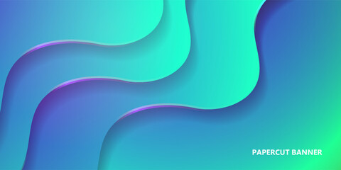papercut banner gradient blue background